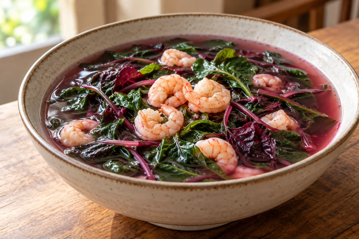 Soupe d’amarante aux crevettes