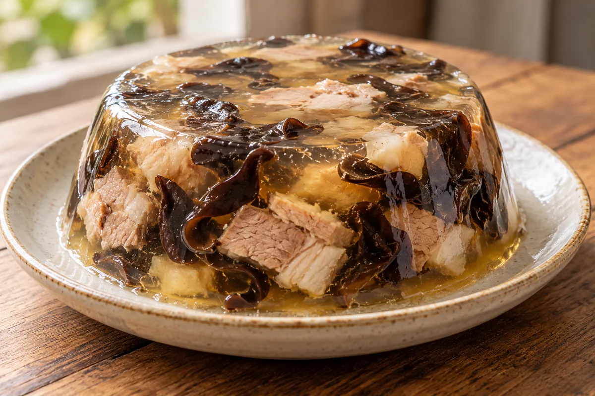 Porc en gelée aux champignons noirs