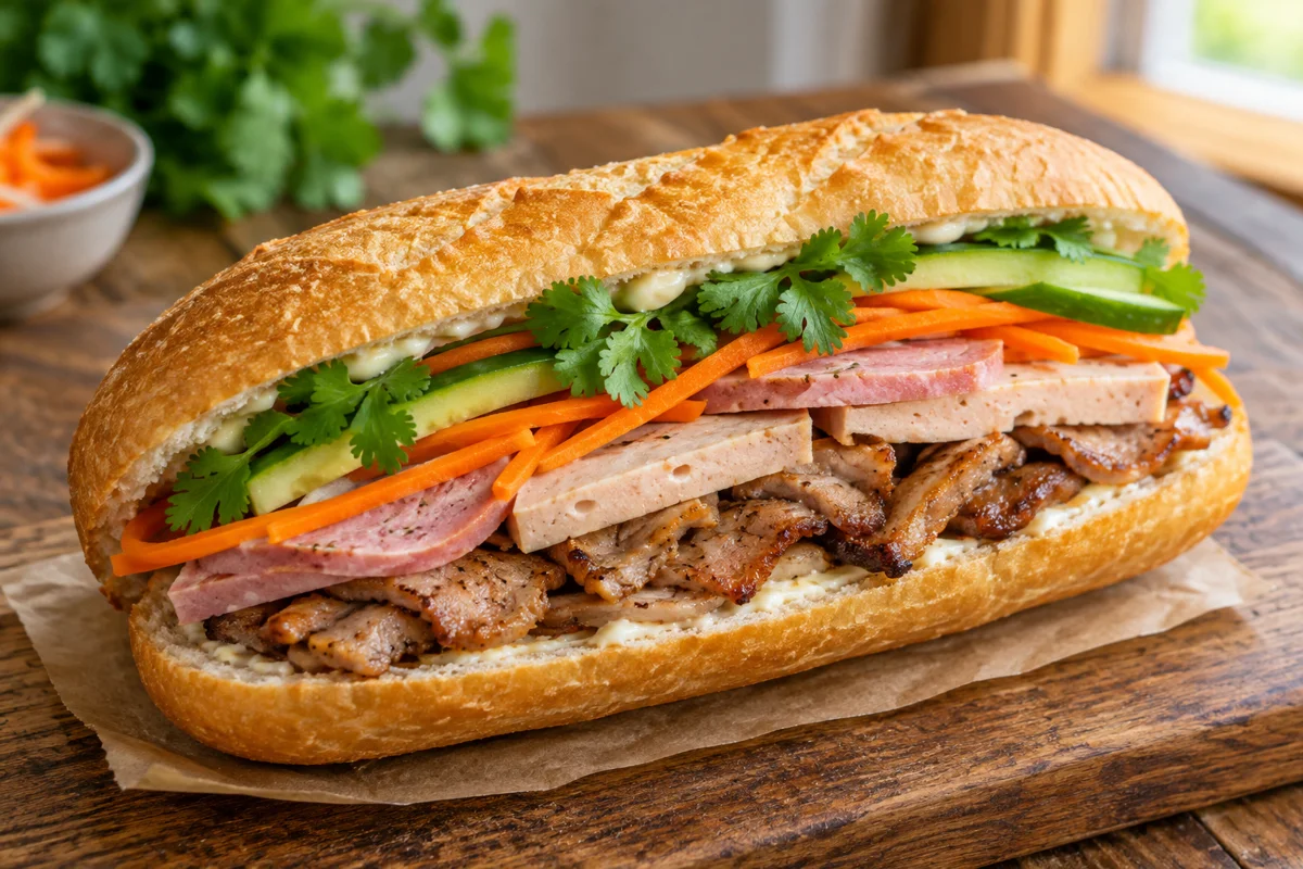 Bánh mì aux trois préparations de porc