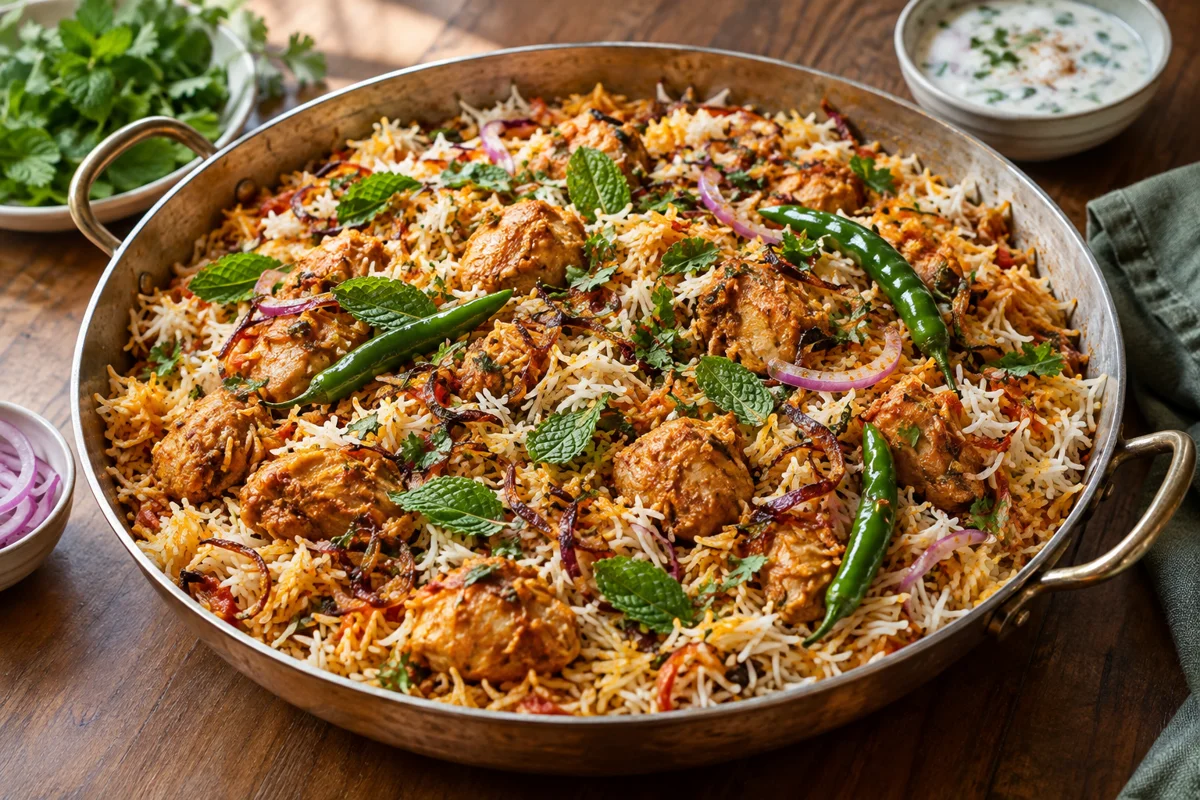 Biryani au poulet, tomate et yaourt
