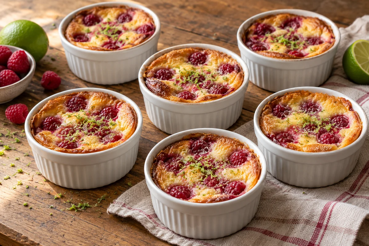 Petits clafoutis aux framboises et citron vert