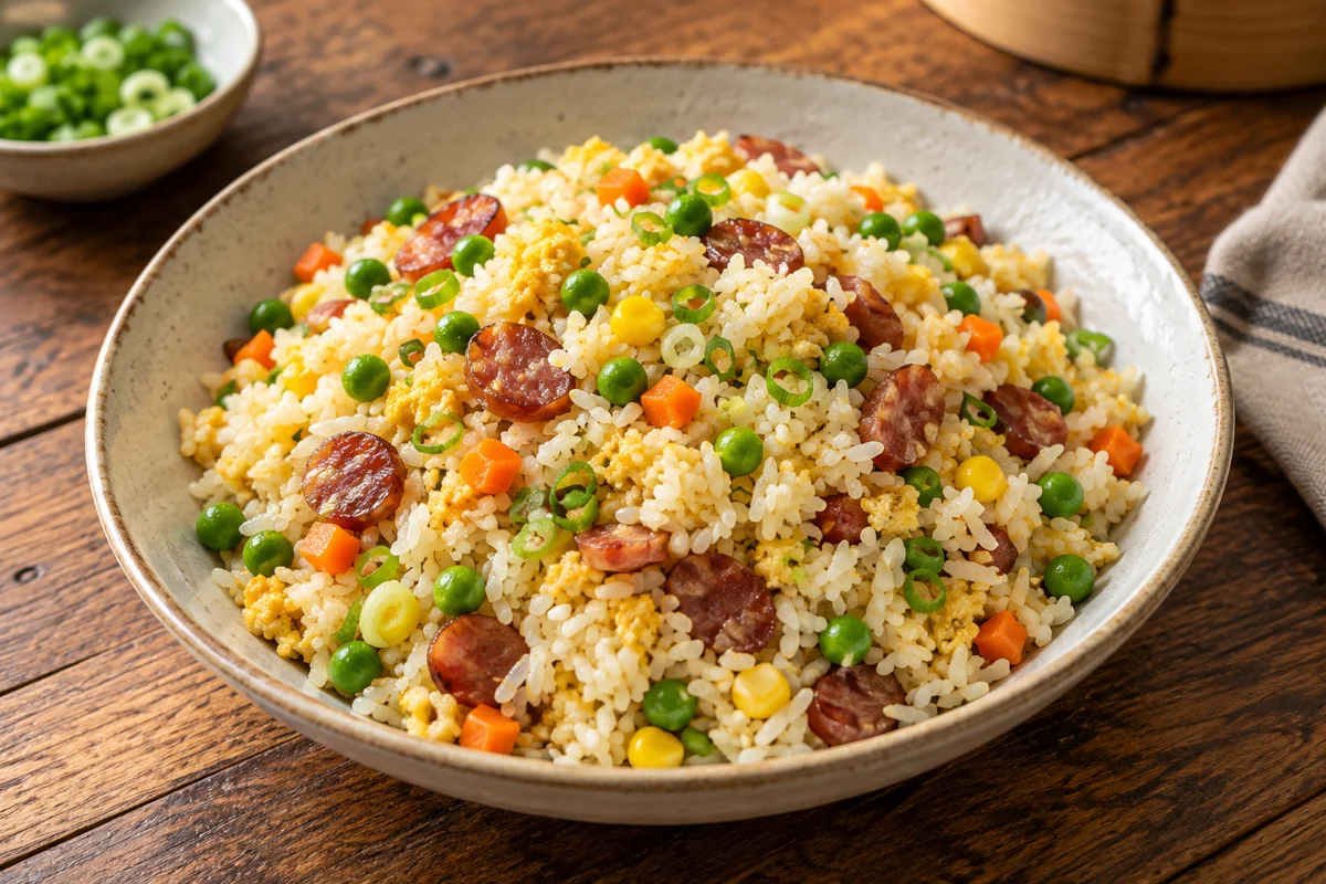 Riz cantonais à la saucisse chinoise