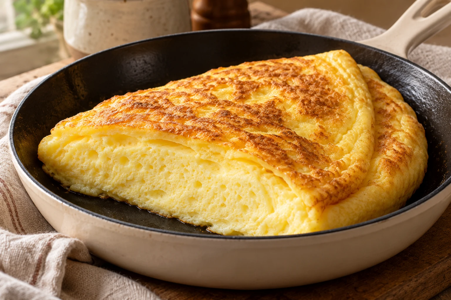 Omelette soufflée légèrement sucrée à la poêle