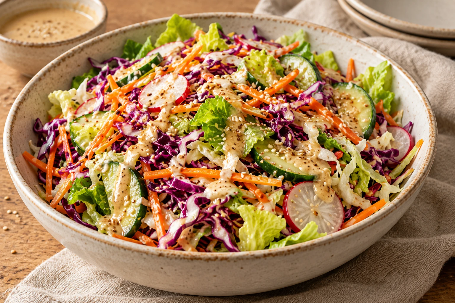 Salade de crudités à la sauce sésame japonaise